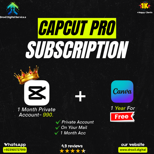 CapCut Pro 1-Month Private Account + Free Canva Pro 1-Year (Limited Offer)